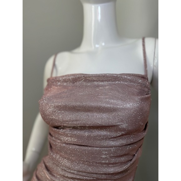 Commense Sparkly Evening Dress pink Ruched‎ Bodycon Cocktail Party Gown S - Picture 8 of 9